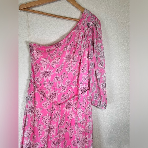Taylor Pink One Shoulder Puff Sleeve Sundress - Picture 2 of 8
